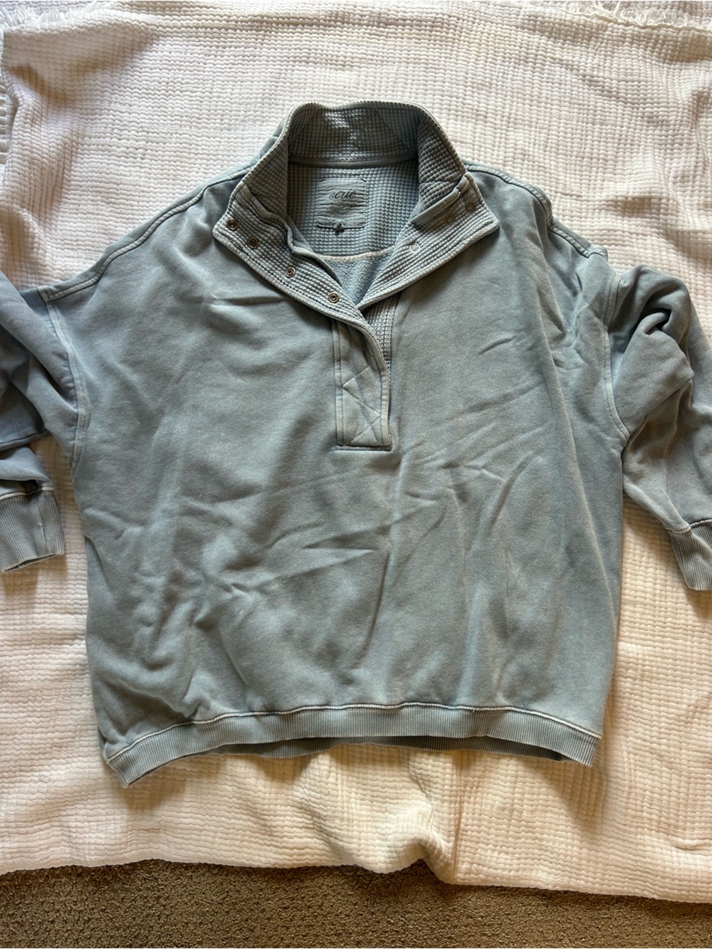 aerie Pullover Henley Sweatshirt - light denim color